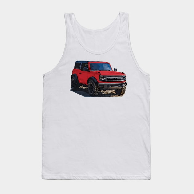 2021 Race Red Ford Bronco 2 Door Tank Top by Woreth